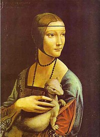 Ritratto di Cecilia Gallerani   
1483-90
di Leonardo Da Vinci 
oil on canvas
Czartoryski Museum, Cracow 