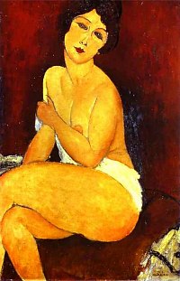 Seated Nude on Divan 
1917 
oil on canvas 
collezione privata