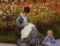 "Camille Monet and a Child in the Artist's Garden in Argenteuil" 